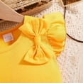 thumbnail image 6 of Fozruso Short Set Girls Outfits Girls Summer Outfits 2 Piece Set Cute Sleeveless Ribbed T Shirt With Printed Bow Shorts Casual Playwear For Toddlers Age 4 8,4-5 Years(Yellow), 6 of 6