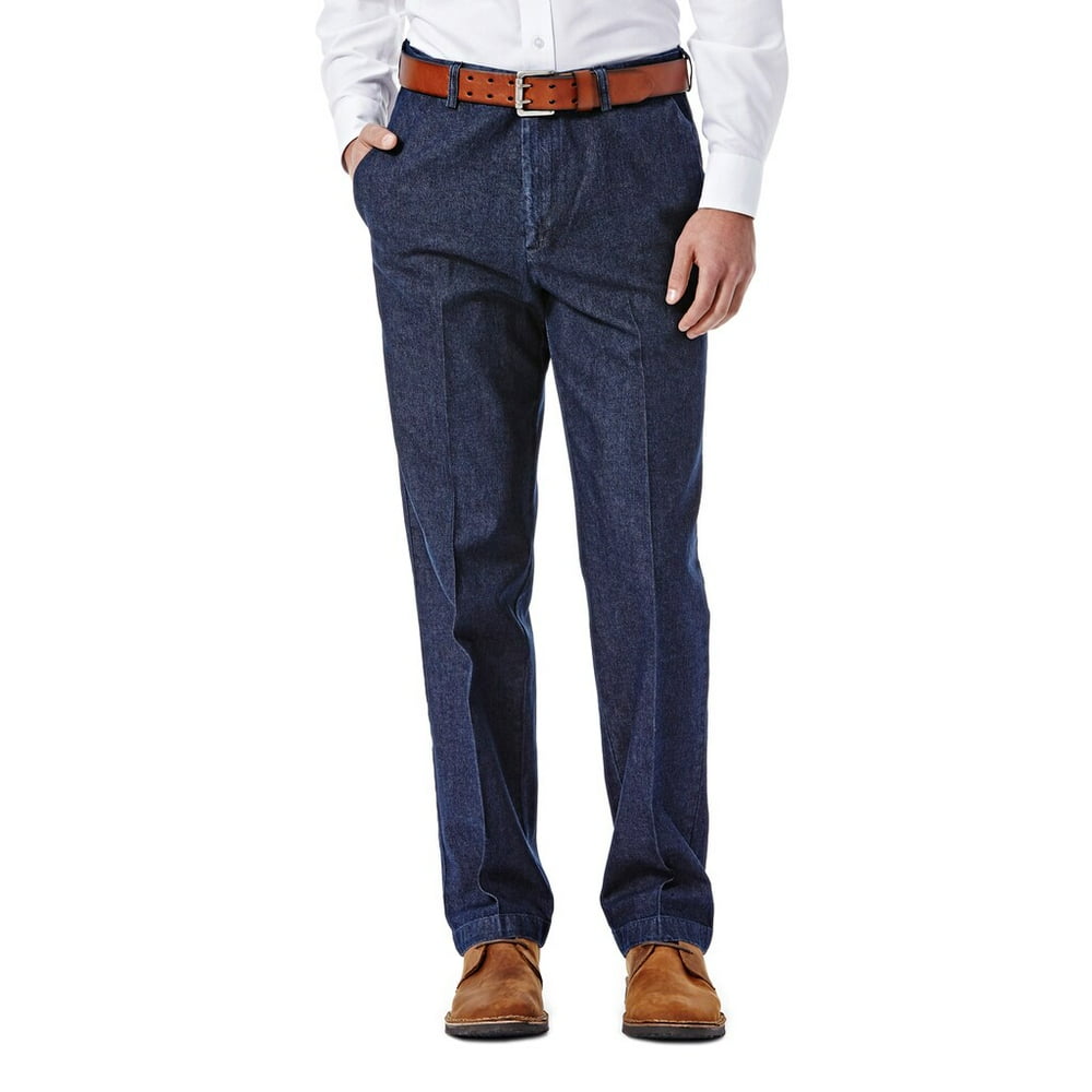 haggar stretch denim trousers
