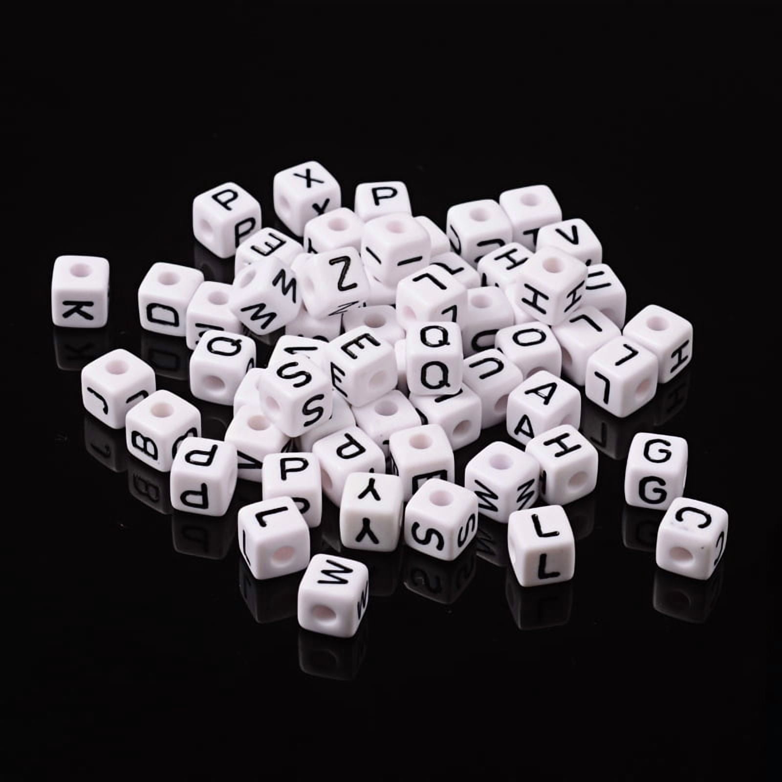 Acrylic Horizontal Hole Letter Beads Cube White Size: about 10mm hole: about 3mm about 550pcs/500g