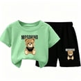 thumbnail image 2 of Amidoa Girls 2 Piece Outfits Summer Clothes Cotton Short Sleeve T-Shirt and Shorts Casual Kids Clothing Sets,Green Size 11, 2 of 5