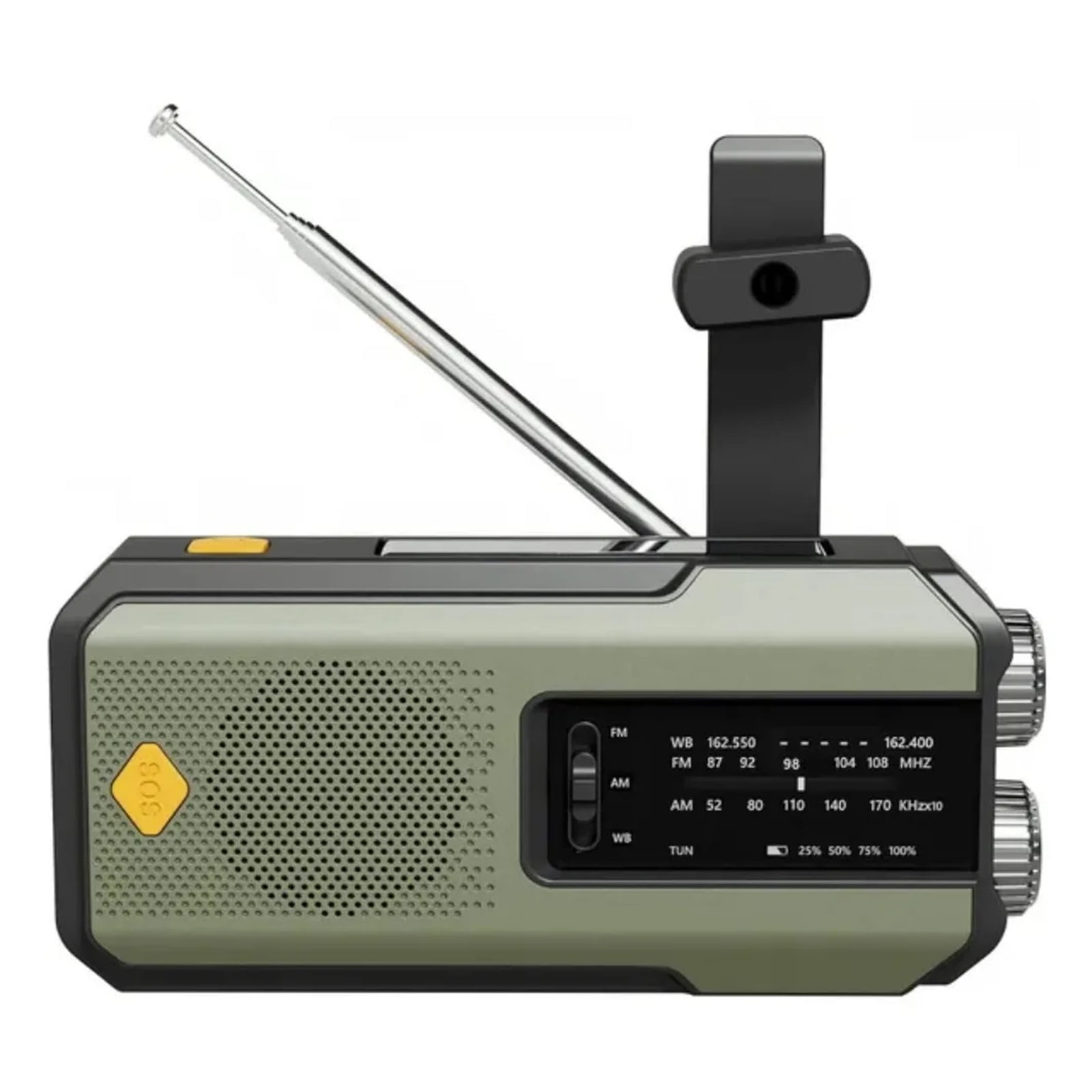 Weather Radio Emergency Multifunctional Radio FM AM WB Hand Crank Solar USB Charging 2000mAh Power Bank LED Flashlight Torch ,Listen Anytime, Anywhere