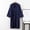 Navy, variant on Womens Robe Long Cotton Linen Bathrobe 3/4 Sleeve Lightweight Soft Relaxed Fit Casual Loungewear With Pocket Dark Gray XL