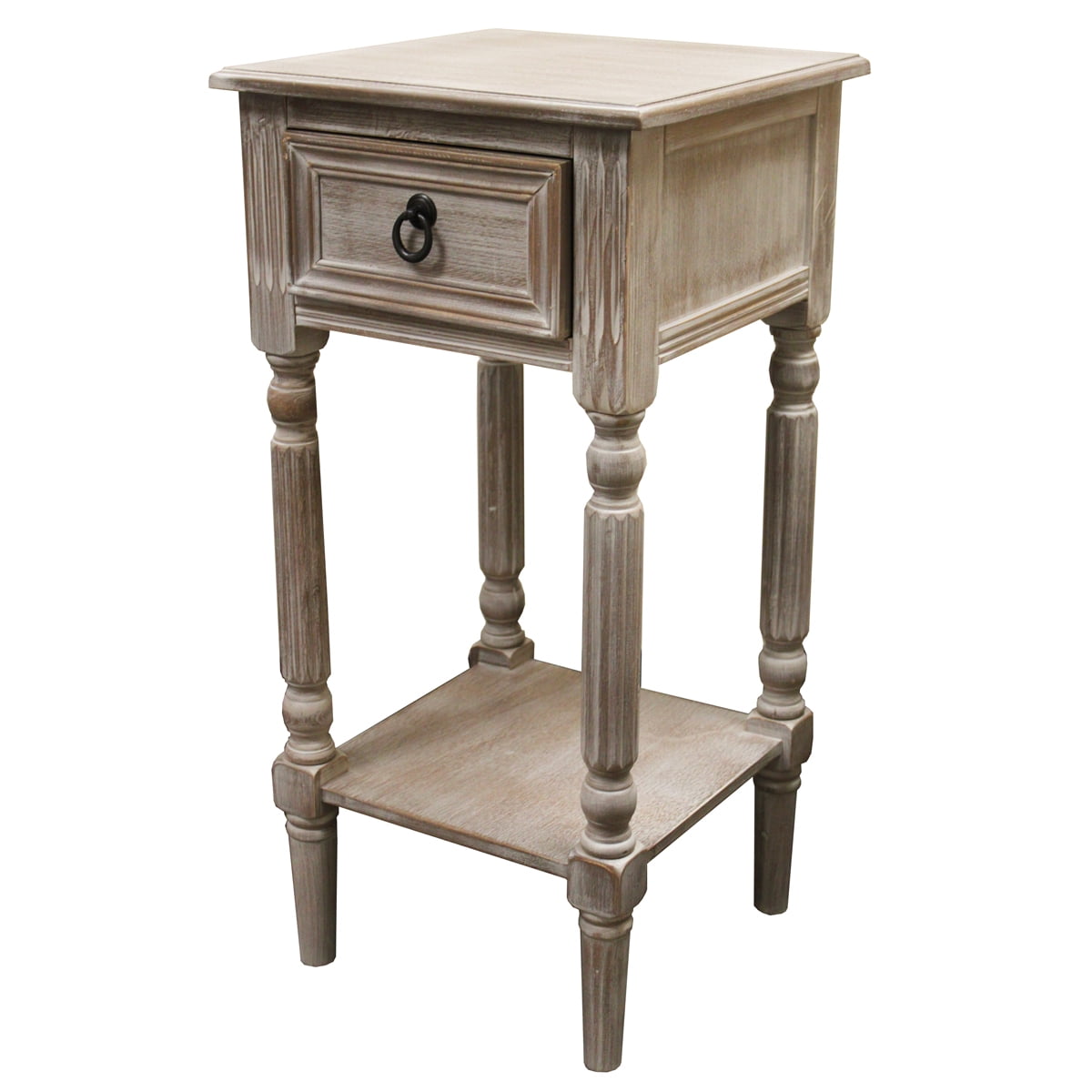 Ella Rustic Weathered Wooden Night Stand Accent Table-Material:Wood