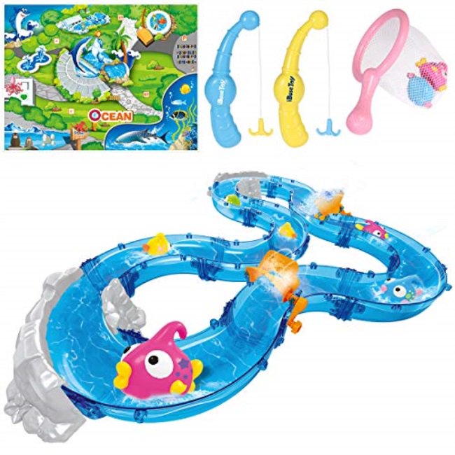 ibasetoy fishing game toys for toddlers, colorful floating bath toys