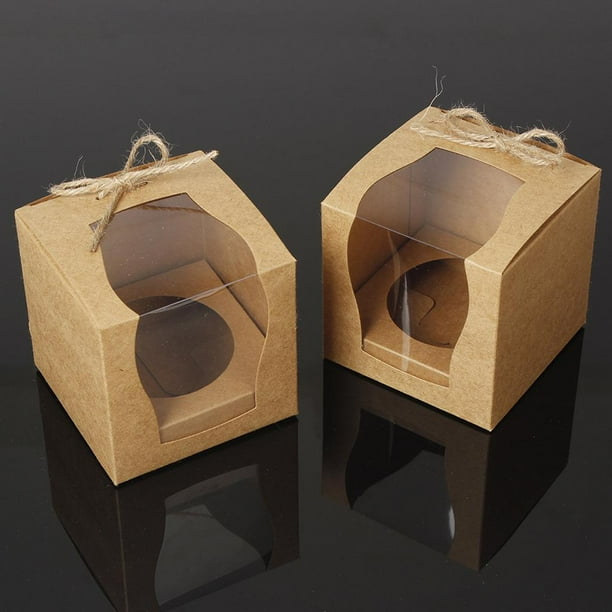 12 / set Caja de cupcakes de tarta de papel Kraft Caja de panadería Regalos del favor del , marrón Yotijar Favores de la torta de boda