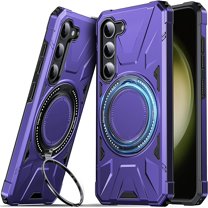 Shockproof Galaxy S23 Case, Hard Rugged, with 360 Rotate Ring Kickstand, Heavy Duty Protection Hard Phone Case Cover for Samsung Galaxy S23, Purple