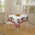 thumbnail image 5 of Poinsettia Christmas Round Tablecloth Square 60x60 Inch, White and Red Christmas Tablecloths Stain Resistance Polyester Winter Table Cloth for Holiday Parties Kitchen Dining Indoor Outdoor, 5 of 6