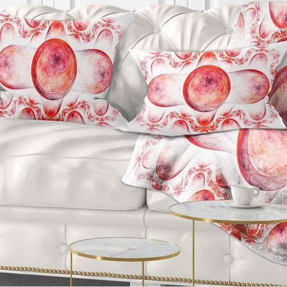 Designart Red Exotic Pattern on White - Abstract Throw Pillow - 12x20