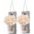 thumbnail image 1 of DAMAIE Rustic Mason Jar Wall Sconces Bohemian Style LED Lights Set, 1 of 6