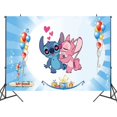 thumbnail image 3 of Fondo de ángel de Lilo y Stitch de Disney personalizable gratis, decoraciones para fiesta de feliz cumpleaños, suministros para fiesta de baby shower, 3 of 5
