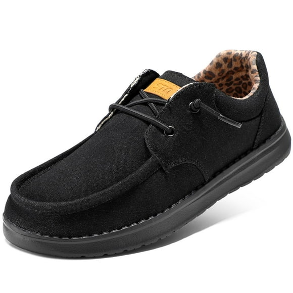 Zapatos STQ Slip on Boat, ortopédicos, casuales, para mujer, negros, 38
