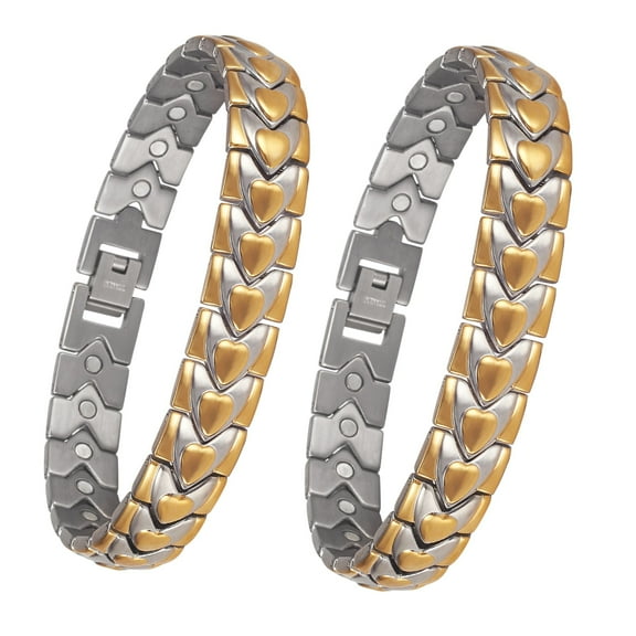 Gold Plated Stainless Steel for Men, 8.6'' Magnetic Bracelet, Gift for Dad&Husband, Width 12mm