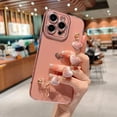 thumbnail image 4 of Compatible with iPhone 14 PRO MAX 5g Case with Love Heart Bracelet Luxury Cute Hearts Cover for Women with Metal Chain Strap Gold Plated with Side Love Pattern Soft Shockproof Bumper (Pink), 4 of 6