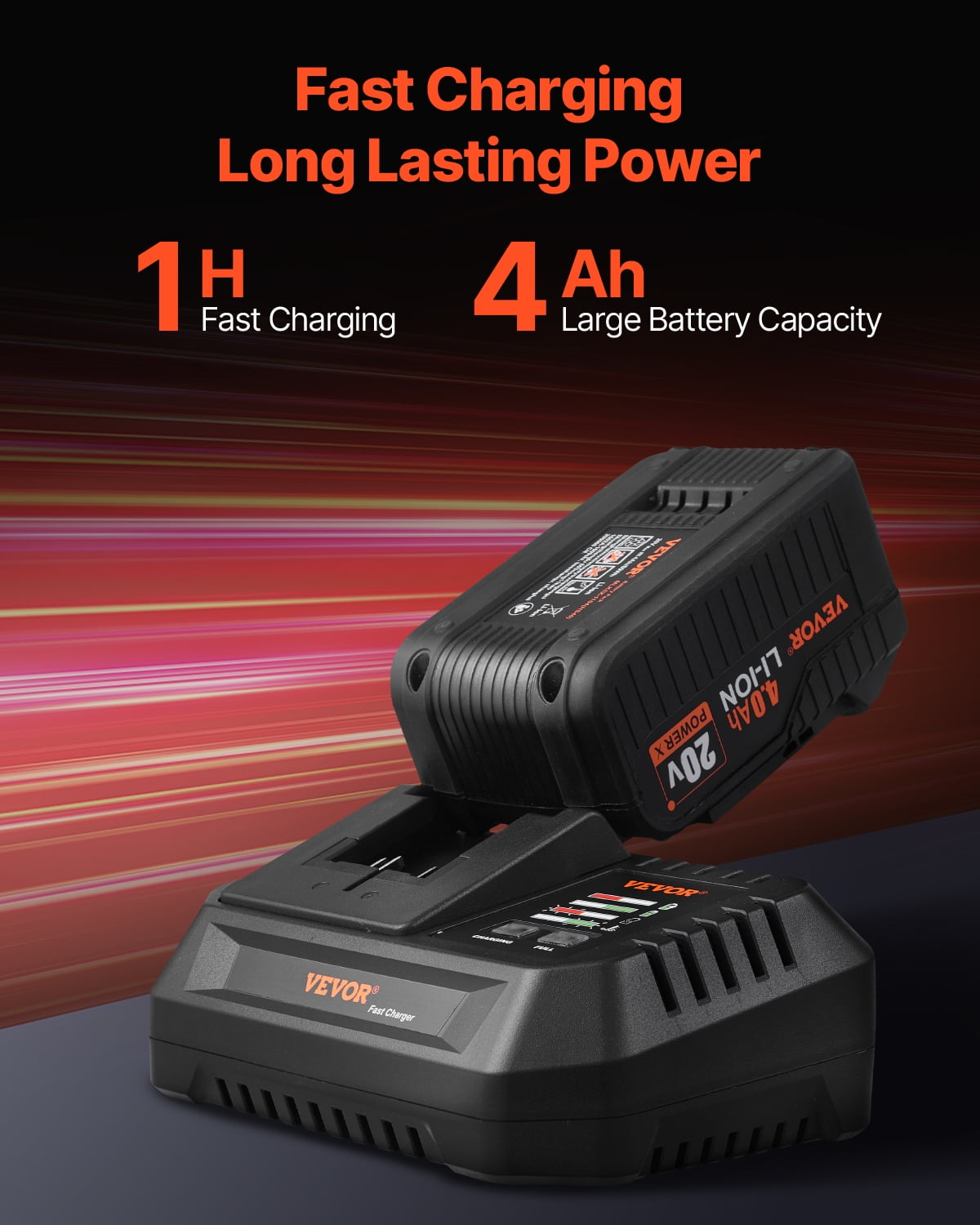 VEVOR Tool Combo Kit, 20V Max Cordless&nbsp;2-Tool Combo Kit, with 1/2 in Impact Drill, 1/4 in Impact Driver, Compact Cordless Power Tool Combo Kit with 4.0 Ah Batteries