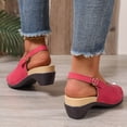 thumbnail image 5 of Women's Chunky Block Low Heels Ankle Strap Slingback Open Toe Summer Sandals Red 9(42), 5 of 9