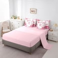 thumbnail image 5 of Homewish Initial Letter R 7pcs Bedding Comforter Set,Kawaii Flower Floral Queen Bedding Sets,Pink Sequin Print Queen Sheet Sets For Girl,Breathable Bedroom Decoration Reversible, 5 of 8