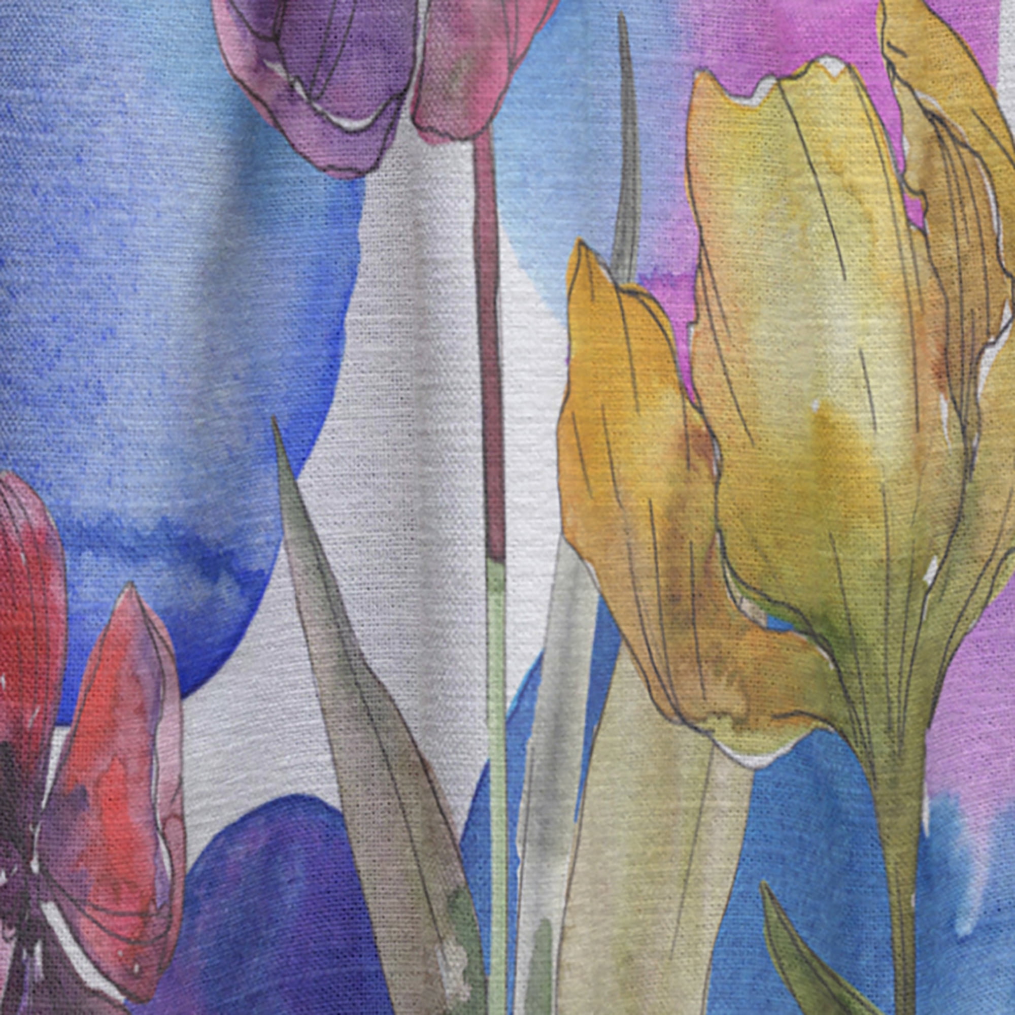 Designart 'Tulips Retro in Purple' Mid-Century Modern Curtain Panel