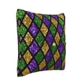 thumbnail image 2 of Bingfone Mardi Gras Shiny Green Purple Linen Throw Pillow Covers Cushion Case Pocket Button Vintage Farmhouse Pillowcase For Sofa Couch Bed 16"X16", 2 of 9