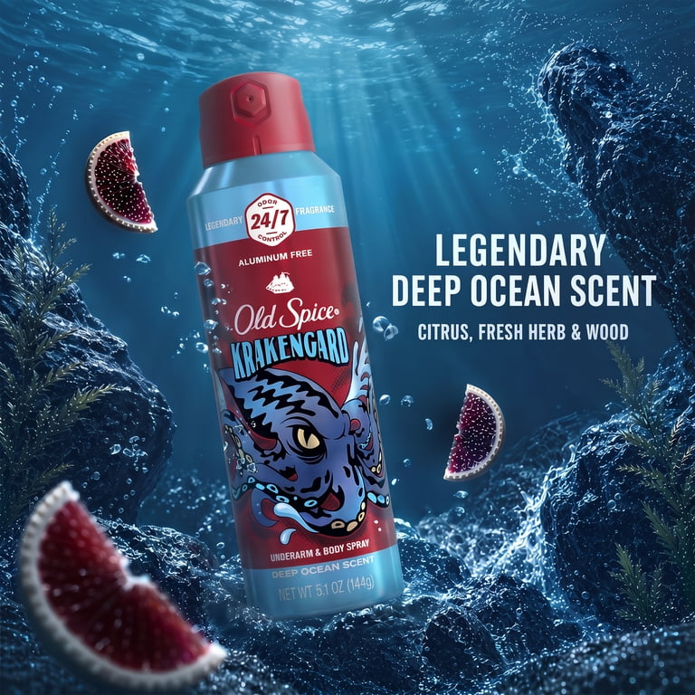 Old Spice, Body Spray, Aluminum Free, Krakengard, 5.1 oz - Walmart.com