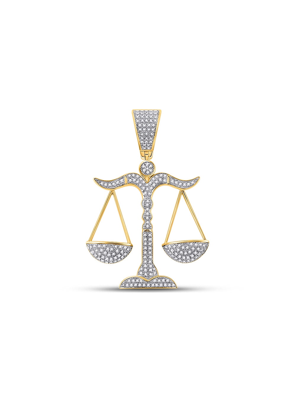 Diamond2Deal 10kt Yellow Gold Mens Round Diamond Scales of Justice