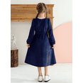 thumbnail image 3 of Flower Girl Dresses Wedding Guest Bridesmaid Party Long Sleeve Ruffle Velvet Formal Midi Teens Girls Dress Size 4-13Y, 3 of 9