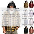 thumbnail image 4 of Button Down Plaid Jacket for Men,Long Sleeve Open Front Hooded Shacket Coat,with Drawstring and Check Pocket,Trendy Casual Outfits, 4 of 6