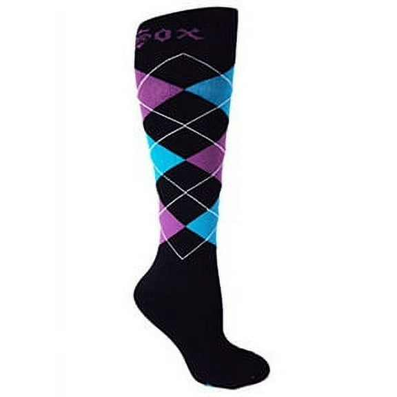 MOXY Socks Knee-High Blue and Purple Argyle Fitness WOD Socks
