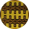 thumbnail image 1 of Ahgly Company Machine Washable Indoor Round Abstract Yellow Modern Area Rugs, 6' Round, 1 of 4
