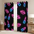 thumbnail image 2 of Feelyou Lipstick Curtains Pack of 2 (42x84 Each), Black Pink Curtains Blackout, 2 of 6