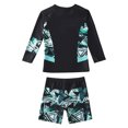 thumbnail image 2 of YONGHS Kids Boys 2 Piece Long Sleeve Swimsuit UPF 50+ Sun Protection Bathing Suit Swimwear Black 1-2, 2 of 7