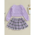 thumbnail image 5 of Lamuusaa Kids Girl 3 Piece Outfit Waffle Camisole and Plaid Pleated Skirt Long Sleeves Cardigan Set for Toddler Summer Clothes, 5 of 8