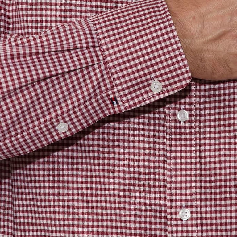 tommy hilfiger slim fit stretch dress shirt Tommy Hilfiger Light Blue Micro-Print Button-Down Shirt