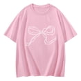 thumbnail image 2 of NAMTYQX Womens Tshirts Cotton Loose Fit Relaxed Fit Grafisches Plus Size Short Sleeve Hawaiian Stretchy Soft O-Neck Patterns Floral Tops for Women Pink Size M, 2 of 4