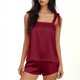 thumbnail image 3 of Fuera Del Hombro Tops para las Mujeres Manga Larga Casual sin Mangas Vendaje Sólido Y la Cintura Elástica Pantalones Cortos Conjuntos para el Verano, 3 of 6