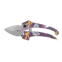 Fiskars 7" Fashion Bypass Pruner, 1/2" Cut Diameter, Purple Floral