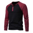 thumbnail image 2 of Clearance LYXSSBYX Mens Shirts Long Sleeve Clearance Men Casual Pullover Patchwork Long Sleeve Round Neck T-Shirt Tops Blouse, 2 of 5