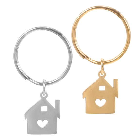 2pcs Stainless Steel Engraved Keychain Set, Polished Metal Key Ring Charms for House Keys, Bag Decoration, Durable Pendant Accessories