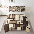 thumbnail image 2 of Feelyou Square Adult Bedding Comforter Set 7pcs, Brown Abstract Ombre King Bedding Sets, 2 of 8