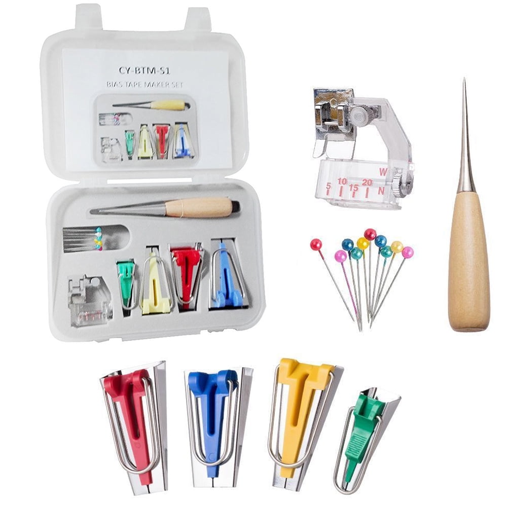 Tape Maker Tool Case Binding Snap on Foot Bias Tape Maker Awl Pin Set