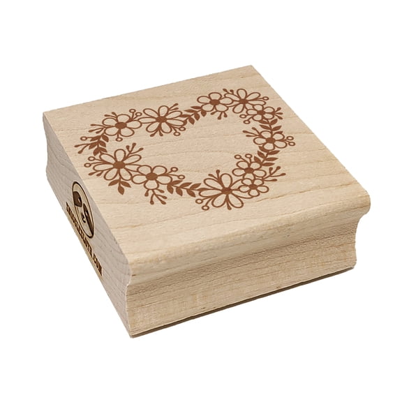 Flower Heart Wreath Square Rubber Stamp Stamping Scrapbooking Crafting - Large 2.75in