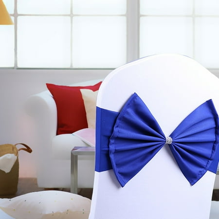 

jiaroswwei Sash Bow Elastic All Matched Blend Fabric Reception Event Universal Chair Cover Back Tie Wedding Supplies