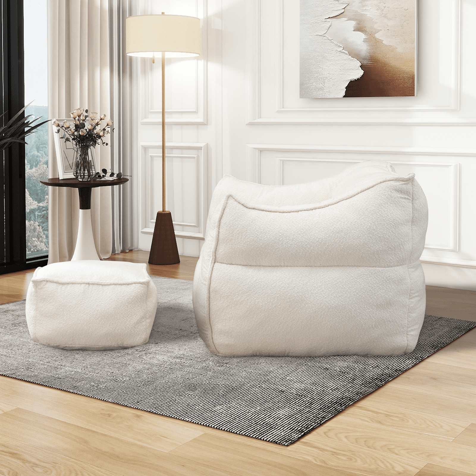 Bean Bag Chair Lazy Sofa/Footstool Durable Comfort Lounger High Back Bean Bag Chair Couch for Adults and Kids, Indoor & Outdoor