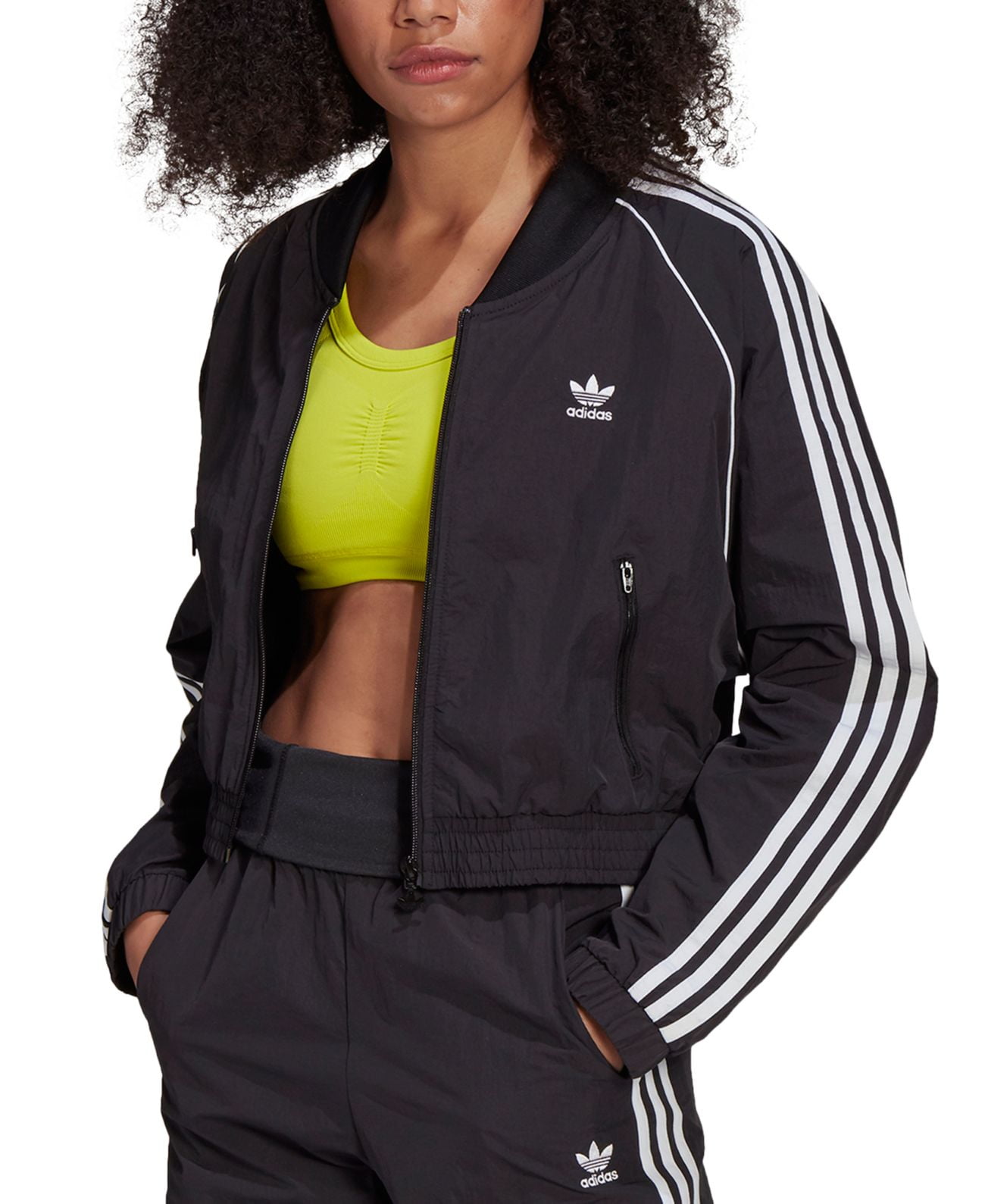 baas van mening zijn Fotoelektrisch Adidas Originals Women's Cropped Track Jacket, Black, Medium - Walmart.com