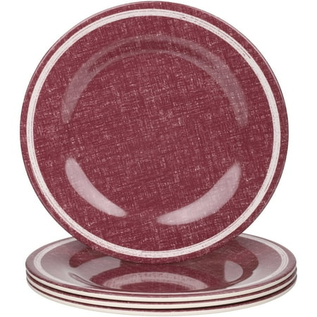 - Mainstays Outdoor Melamine Red Linen Dinner Plate, Set of 4
