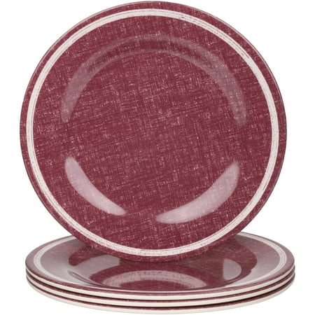 Mainstays Outdoor Melamine Red Linen Dinner Plate, Set of (Best Outdoor Dinner Plates)