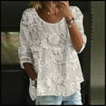 thumbnail image 2 of Soft Printed Blouse for Women Comfortable Loose Fit Round Neck Casual Top Grey L, 2 of 4