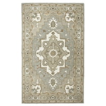 Alora Decor Makalu 3' x 5' Oriental Medallion Gray/Natural Hand-Tufted Area Rug