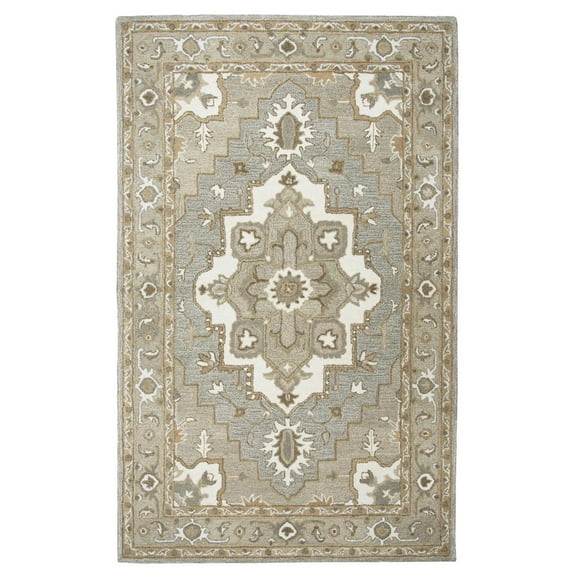 Alora Decor Makalu 8' x 10' Oriental Medallion Gray/Natural Hand-Tufted Area Rug