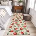 thumbnail image 4 of Runner Rug 2'x6', Red Strawberry Washable Non-Slip Hallway Runner Rugs, Summer Fruits Farmhouse Leaves Floral Retro Bedside Rugs Floor Mats Carpet Runners for Kitchen Bathroom Laundry Room, 4 of 8