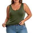 thumbnail image 4 of SNKSDGM Female Women's Tank Tops 3X Ribbed Tank Tops for Women Cropped Built in Bra Shelf Bra Camisoles Adjustable Spaghetti Strap Tank Tops Basic Layer, 4 of 7